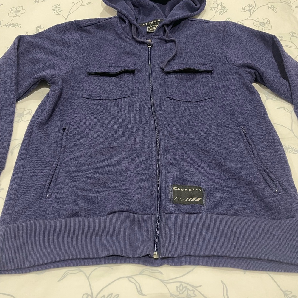 Mens OAKLEY Blue Sweater Zip Up Jacket Size Medium - Picture 3 of 8